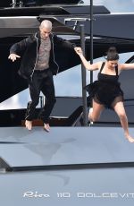 KOURTNEY KARDASHIAN and Travis Barker at a Boat in Portofino 05/24/2022
