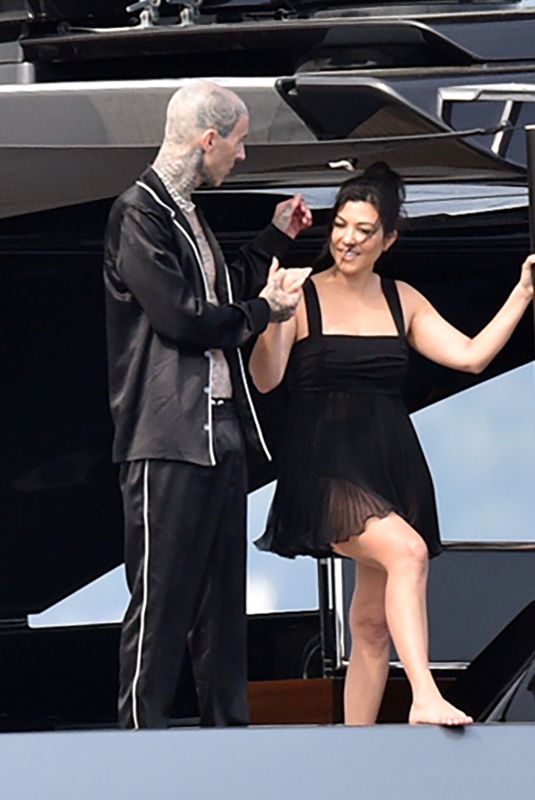 KOURTNEY KARDASHIAN and Travis Barker at a Boat in Portofino 05/24/2022