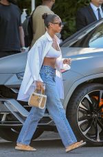 LORI HARVEY Leaves San Vicente Bungalows in West Hollywood 06/20/2022