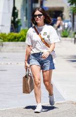 LUCY HALE in Denim Shorts Out Shopping in Los Angeles 06/23/2022