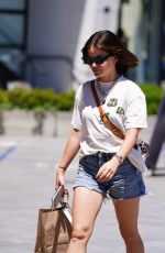 LUCY HALE in Denim Shorts Out Shopping in Los Angeles 06/23/2022