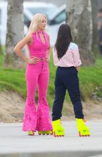 MARGOT ROBBIE and AMERICA FERRERA on the Set of Barbie in Venice Beach 06/27/2022