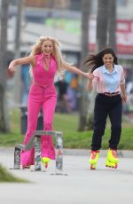 MARGOT ROBBIE and AMERICA FERRERA on the Set of Barbie in Venice Beach 06/27/2022
