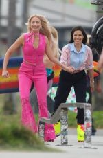 MARGOT ROBBIE and AMERICA FERRERA on the Set of Barbie in Venice Beach 06/27/2022