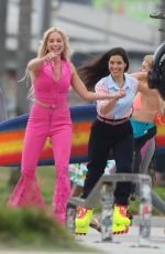 MARGOT ROBBIE and AMERICA FERRERA on the Set of Barbie in Venice Beach 06/27/2022