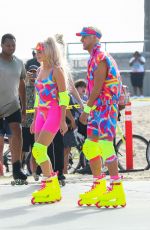 MARGOT ROBBIE and Ryan Gosling Films a Rollerblading Scene for Barbie in Venice Beach 06/27/2022