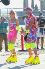 MARGOT ROBBIE and Ryan Gosling Films a Rollerblading Scene for Barbie in Venice Beach 06/27/2022