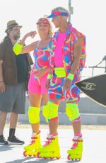 MARGOT ROBBIE and Ryan Gosling Films a Rollerblading Scene for Barbie in Venice Beach 06/27/2022