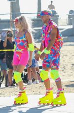 MARGOT ROBBIE and Ryan Gosling Films a Rollerblading Scene for Barbie in Venice Beach 06/27/2022