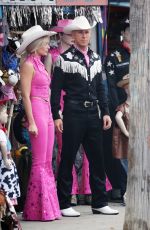 MARGOT ROBBIE and Ryan Gosling on the Set of Barbie in Los Angeles 06/28/2022