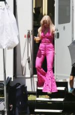 MARGOT ROBBIE Arrives on the Set of Barbie in Los Angeles 06/21/2022