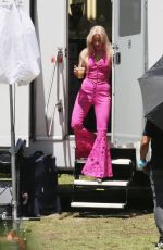 MARGOT ROBBIE Arrives on the Set of Barbie in Los Angeles 06/21/2022