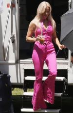 MARGOT ROBBIE on the Set of Barbie in Los Angeles 06/21/2022