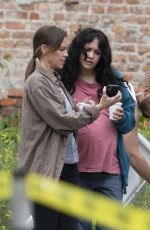 OLIVIA COOKE and HILARY SWANK on the Set of Brother