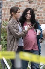 OLIVIA COOKE and HILARY SWANK on the Set of Brother