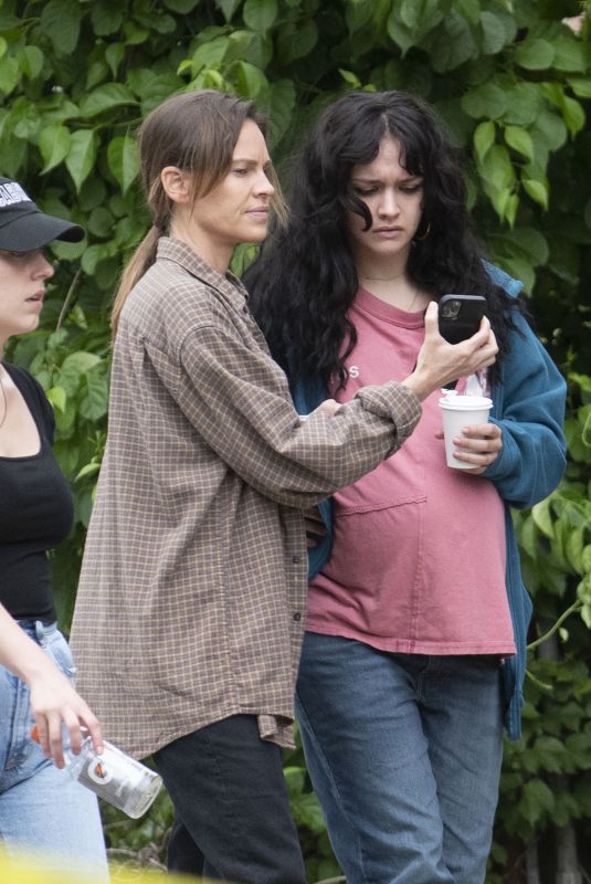 OLIVIA COOKE and HILARY SWANK on the Set of Brother’s Blood in New York 06/08/2022