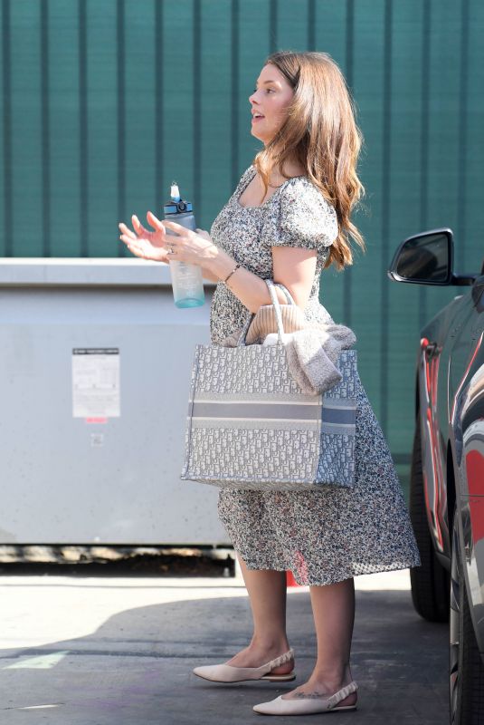 Pregnant ASHLEY GREENE Arrives at a Studio in Los Angeles 06/16/2022
