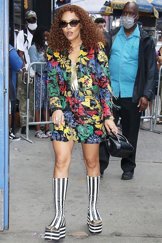 TESSA THOMPSON Arrives at Good Morning America in New York 06/27/2022