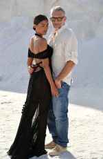 TINA KUNAKEY and Vincent Cassel at Le Papier Jacquemus