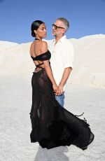 TINA KUNAKEY and Vincent Cassel at Le Papier Jacquemus