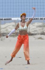 ALESSANDRA AMBROSIO at Beach Volleyball Practice in Santa Monica 07/14/2022