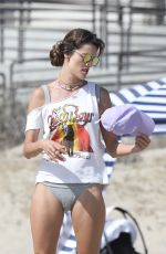 ALESSANDRA AMBROSIO in Bikini on the Beach in Santa Monica 07/23/2022
