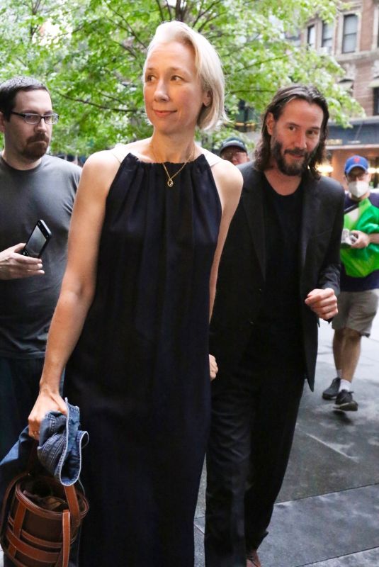ALEXANDRA GRANT and Keanu Reeves Arrives at Broadway Show American Buffalo in New York 07/08/2022