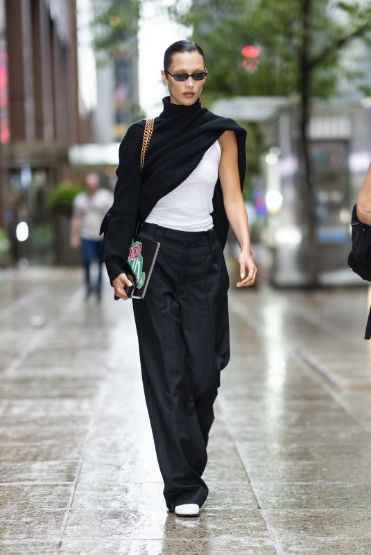 BELLA HADID Leaves an Office Building in New York 07/18/2022