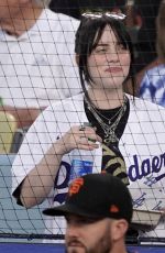BILLIE EILISH at Los Angeles Dodgers Vs San Francisco Giants Baseball Game in Los Angeles 07/21/2022