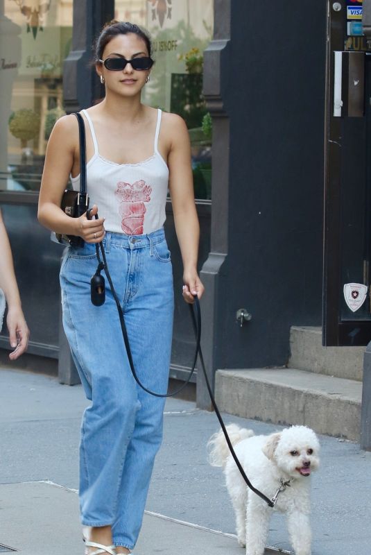 CAMILA MENDES Out with Her Dog in New York 07/03/2022