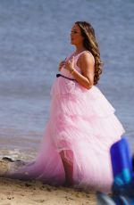 CHARLOTTE CROSBY on the Set of Her New Reality Show at a Beach in Sunderland 07/08/2022