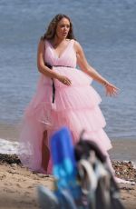 CHARLOTTE CROSBY on the Set of Her New Reality Show at a Beach in Sunderland 07/08/2022
