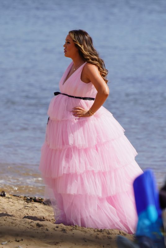 CHARLOTTE CROSBY on the Set of Her New Reality Show at a Beach in Sunderland 07/08/2022