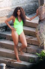 CIARA in Swimsuit Shooting a New Music Video at Lake Como 07/06/2022
