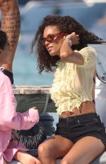 CINDY BRUNA Arrivesa at Club 55 in St-Tropez 07/17/2022