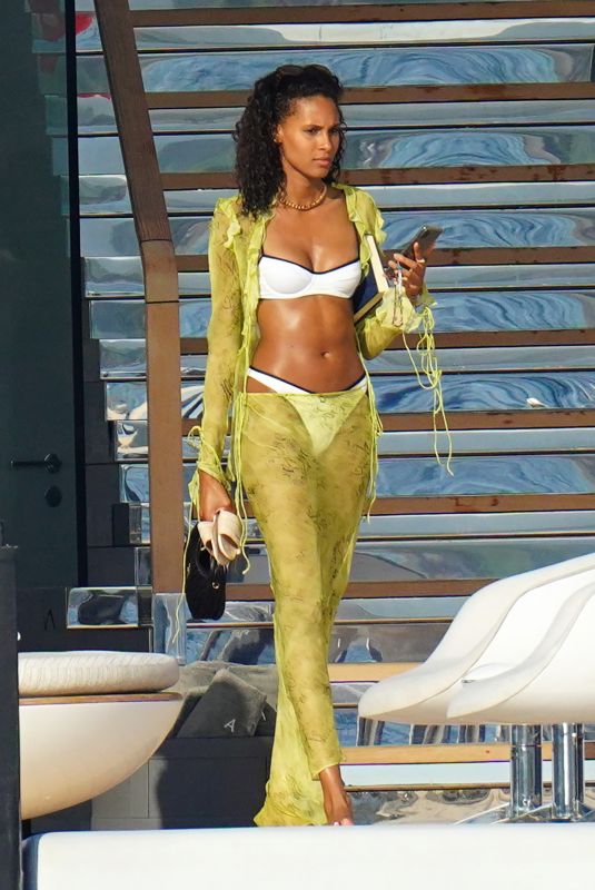 CINDY BRUNA in Bikini at a Yacht in St-Tropez 07/16/2022