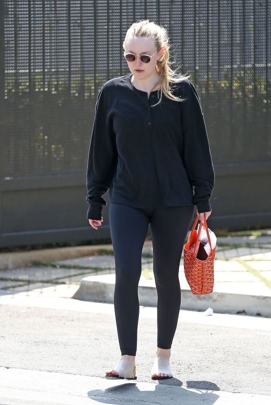 DAKOTA FANNING Leaves Pilates Class in West Hollywood 07/25/2022