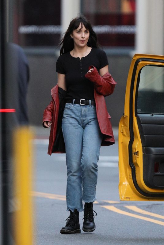 DAKOTA JOHNSON on the Set of Madame Web in Boston 07/26/2022