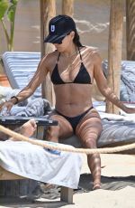EVA LONGORIA in a Black Bikini at a Beach in Marbella 07/23/2022