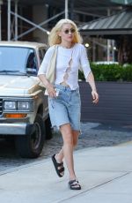 GIGI HADID in Denim Shorts Out in New York 07/13/2022