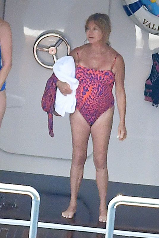 GOLDIE HAWN in Swimsuit at a Yacht in Positano 07/06/2022