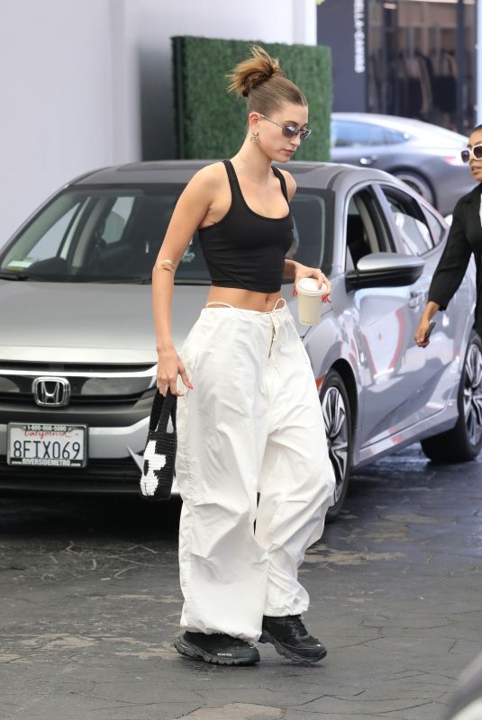 HAILEY BIEBER Arrives at a Skin Care Clinic in Beverly Hills 07/01/2022