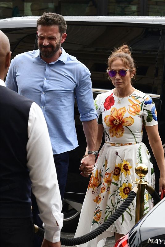 JENNIFER LOPEZ and Ben Affleck Leaves Crillon Hotel in Paris 07/22/2022