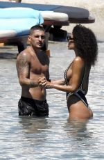 JESSICA AIDI in Swimsuit and Marco Verratti on the Beach in Mykonos 06/30/2022