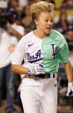 JOJO SIWA Plays at MGM All-Star Celebrity Softball Game at Dodger Stadium in Los Angeles 07/16/2022