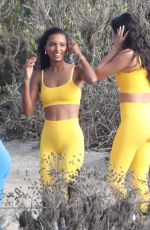 JOSEPHINE SKRIVER, JASMINE TOOKES, SARA SAMPAIO and KELSEY MERITT at a Photoshoot on the Beach in Malibu 07/20/2022