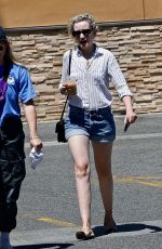 JULIA GARNER in Denim Shorts Out for Iced Coffee in Studio City 07/01/2022