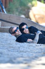 KOURTNEY KARDASHIAN and Travis Barker at a Beach in Montecito 07/24/2022