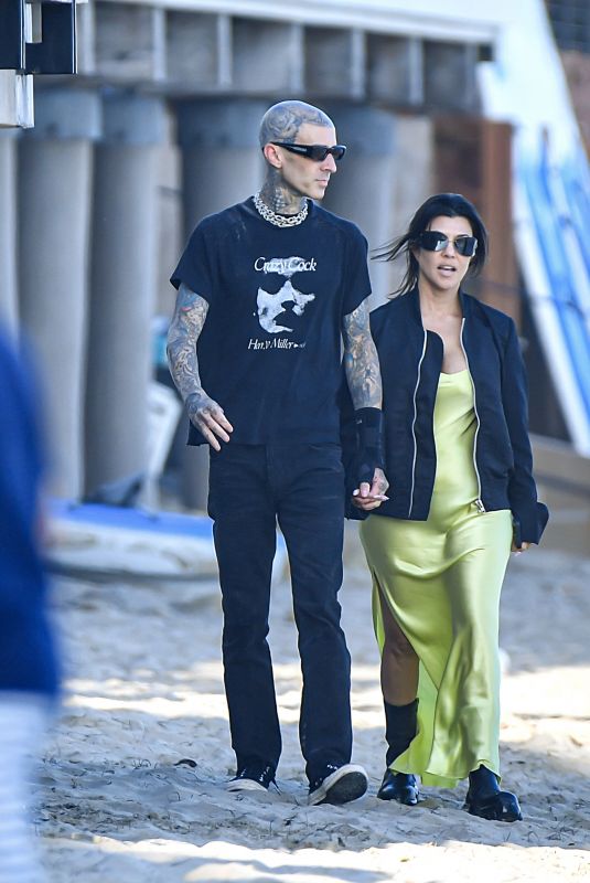 KOURTNEY KARDASHIAN and Travis Barker at a Beach in Montecito 07/24/2022