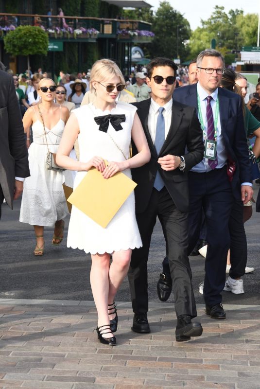 LUCY BOYNTON and Rami Malek Leaves Wimbledon in London 07/08/2022